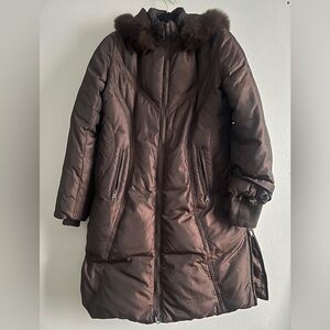 VIA SPIGA  Puffer Coat with blue Fox Fur Hood size L
